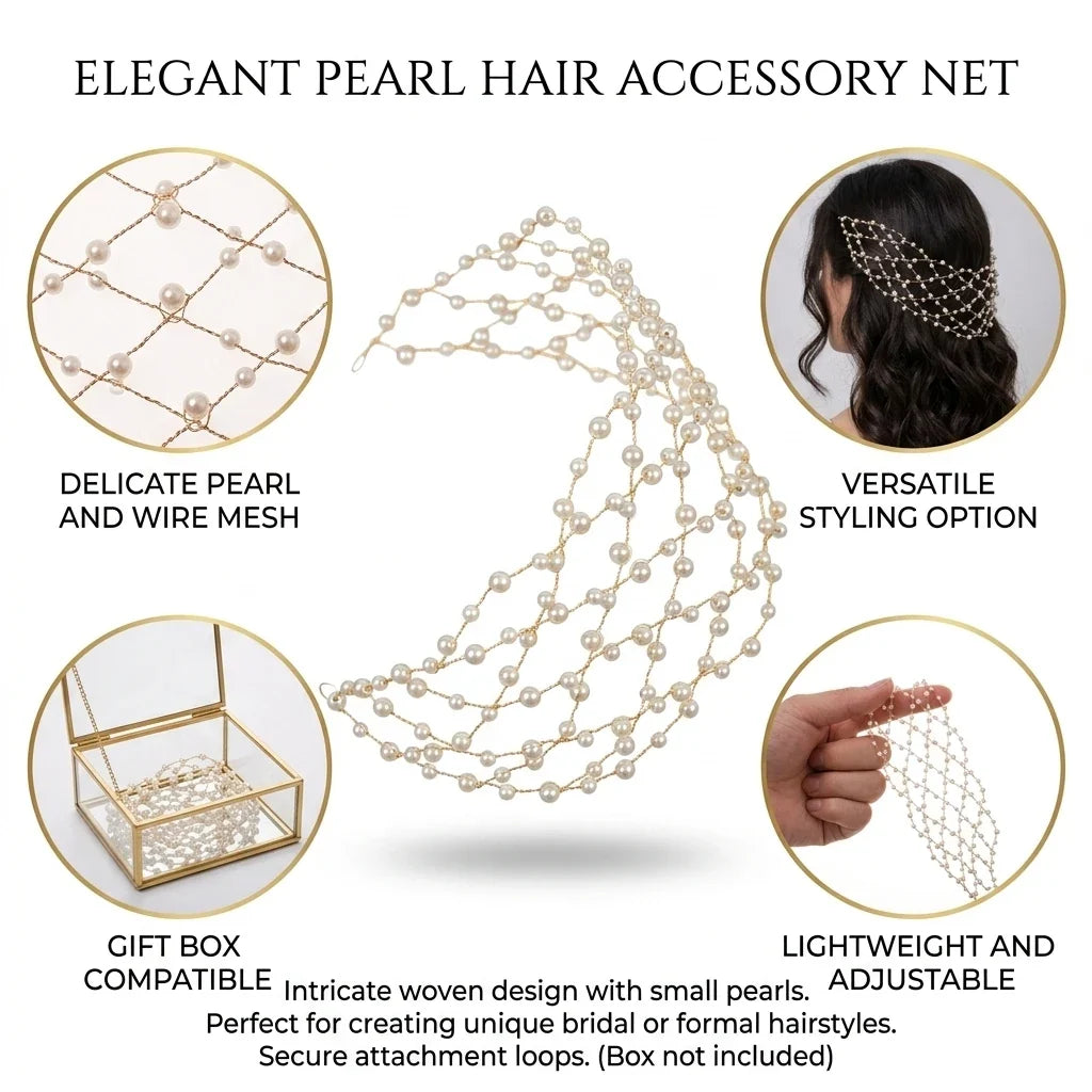 Pearl Embellished Mesh Headband for Women | Elastic Hair Band