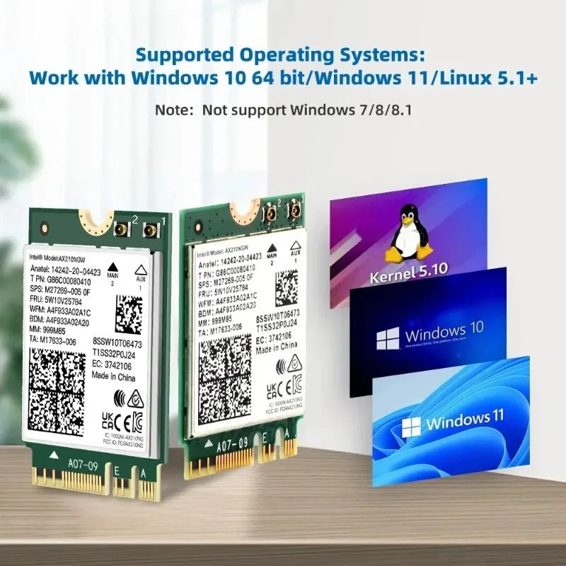 WiFi 6E AX210NGW NGFF Adapter Bluetooth 5.3 Tri-Band 5374Mbps