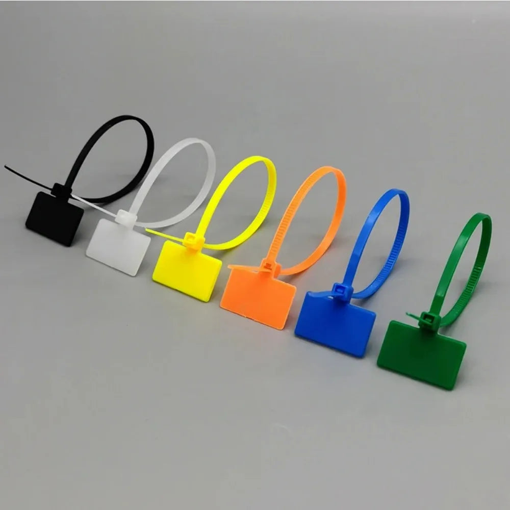 100pcs Nylon Cable Tie Tags 4×150mm Self-Locking Zip Ties