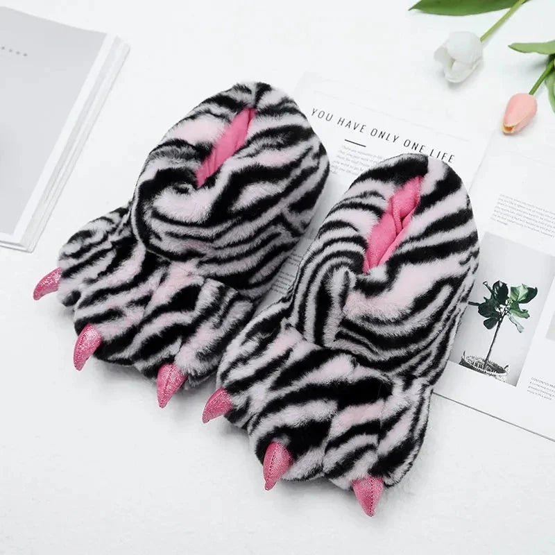 Zebra Faux Fur Slippers Unisex Sizes 36–45 | Lorilury