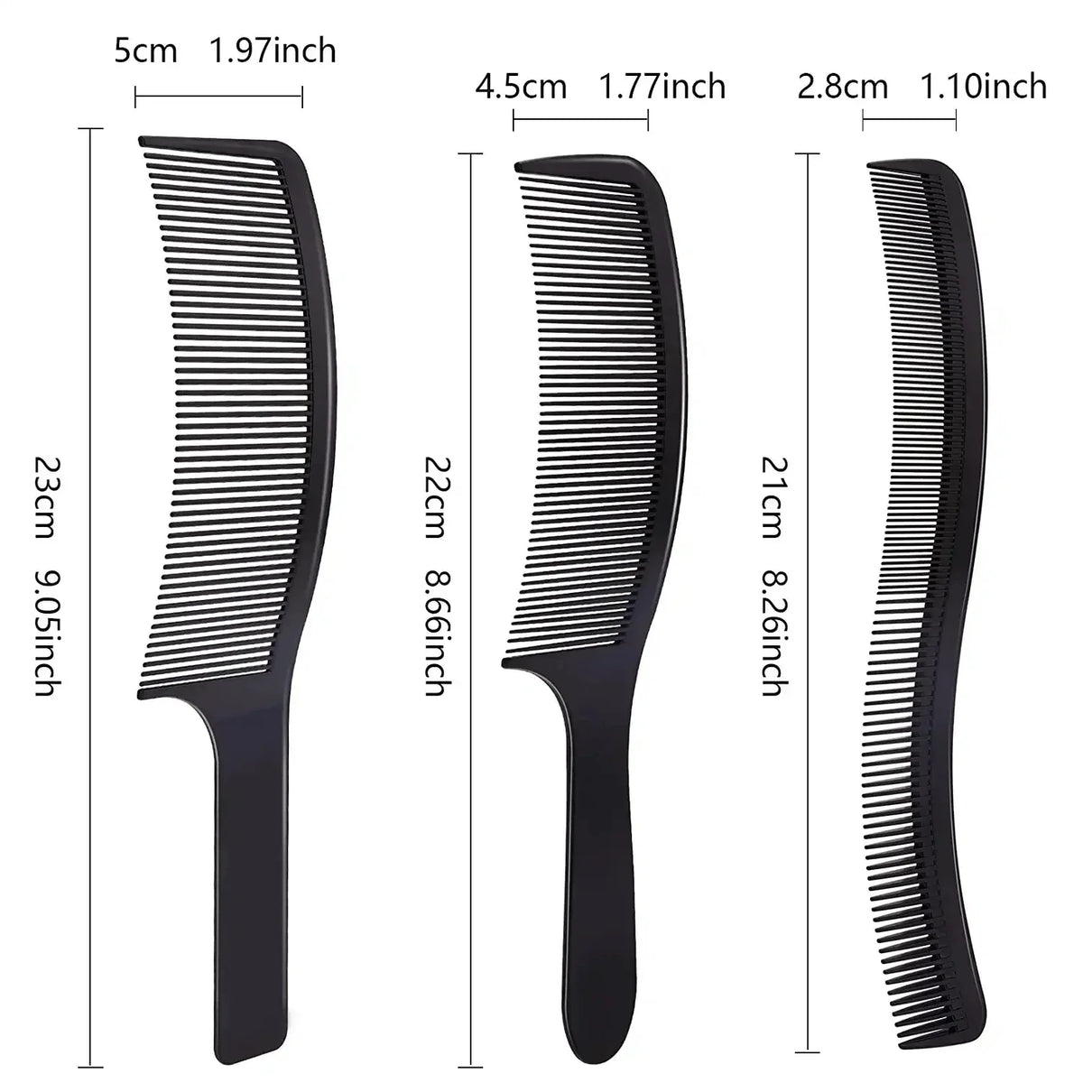 3-Piece Curved Barber Cutting Comb Set – Flat Top Anti-Static
