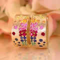 Huitan Colorful CZ Hoop Earrings – Gold Tone Women's Fashion