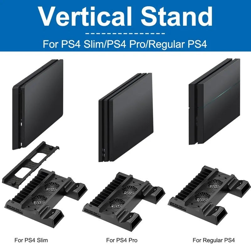 PS4 Cooling Stand Fan – Dual Charger, 12 Game Slots & USB Hub