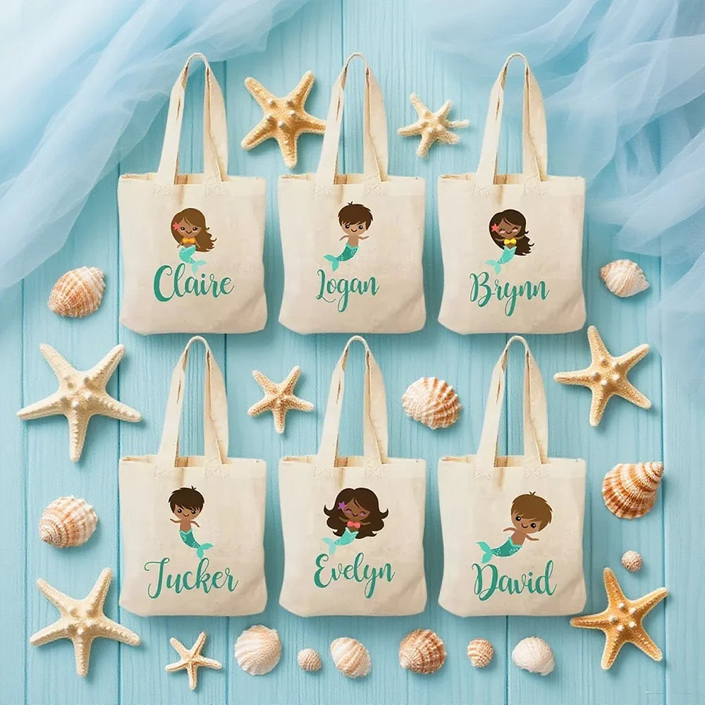 Custom Mermaid Canvas Tote Bags – Party Favors & Gift Bags