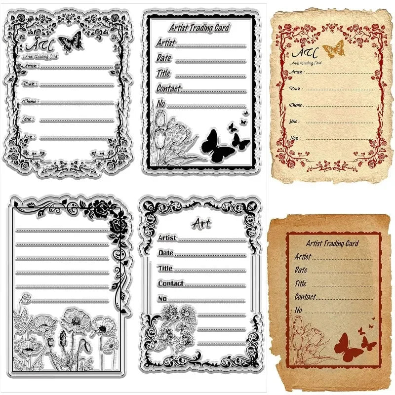 ATC Frames Clear Stamp – Vintage Butterfly & Flowers Journaling