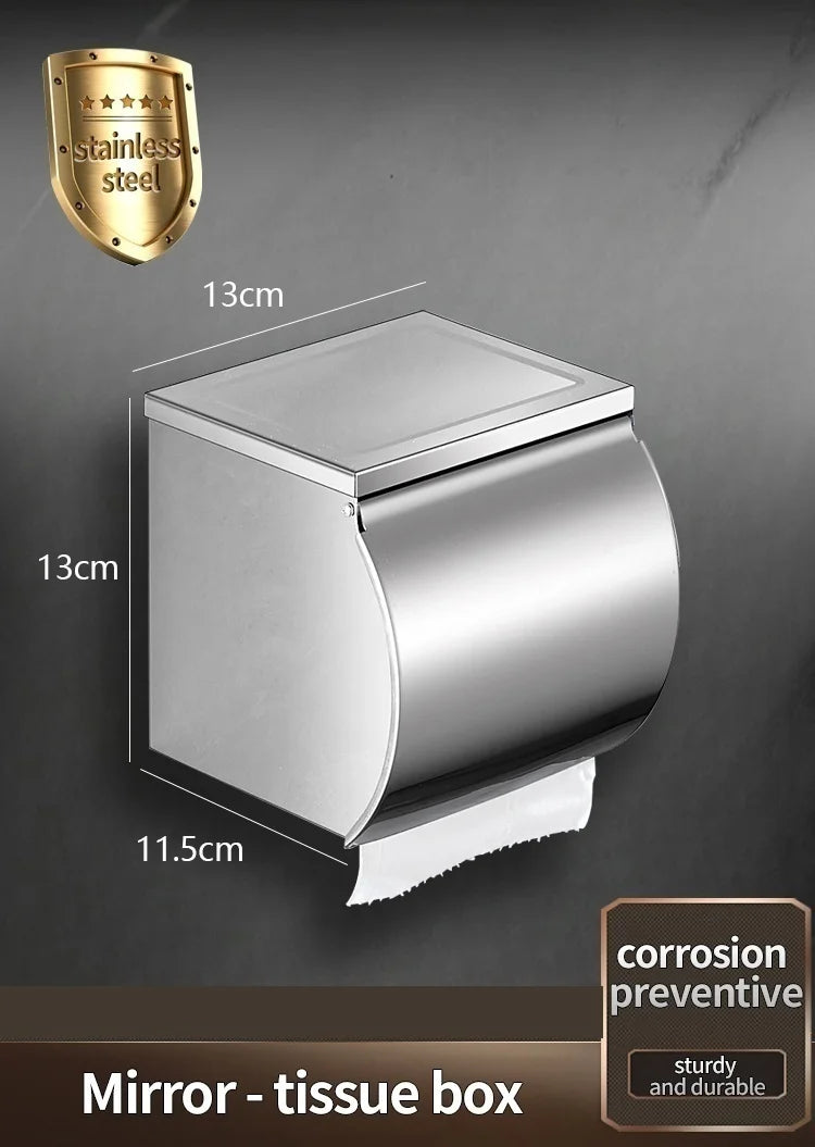 304 Stainless Steel Toilet Paper Holder | Waterproof Tissue Box