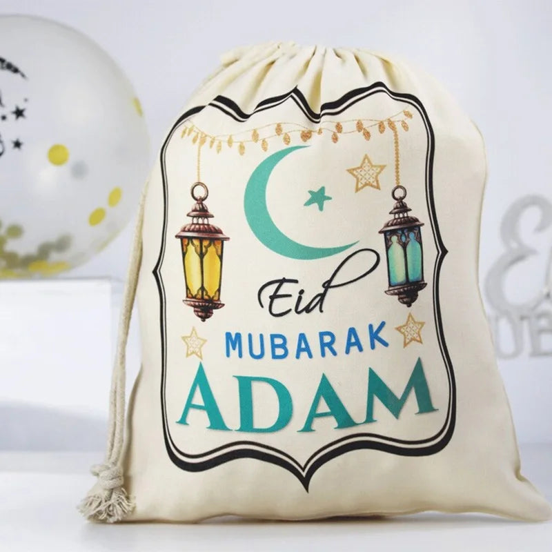 Personalised Eid Mubarak Drawstring Gift Sack | Ramadan Kids Bag