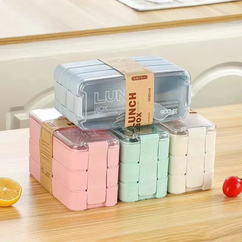 1 Wheat Straw Bento Box Reusable Portable Lunch Container Compartment