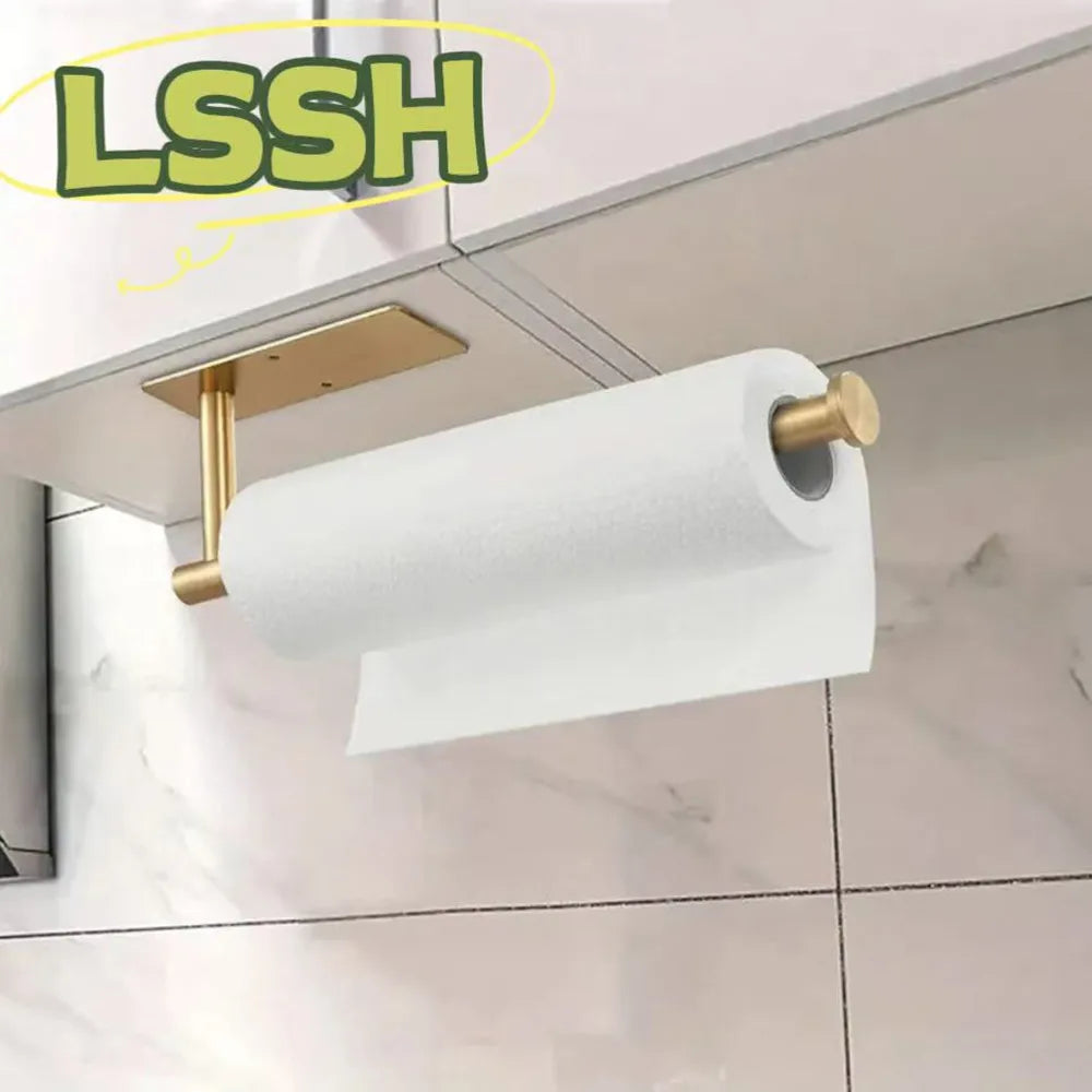 Under Cabinet Paper Towel Holder | No-Drill Black Wall Mount