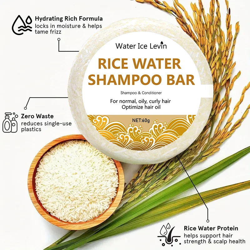 Organic Rice Water Shampoo Soap Bar – Nourishing Hair Care 60g