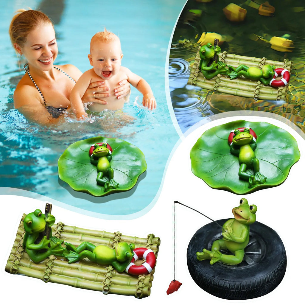 Resin Floating Frog Statue | Garden Pond & Home Decor Sculpture