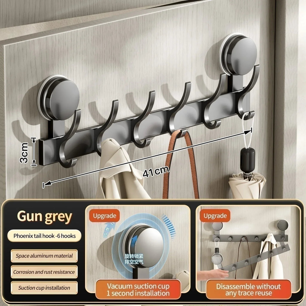 Removable Vacuum Suction Wall Hooks | Aluminum, No Drill