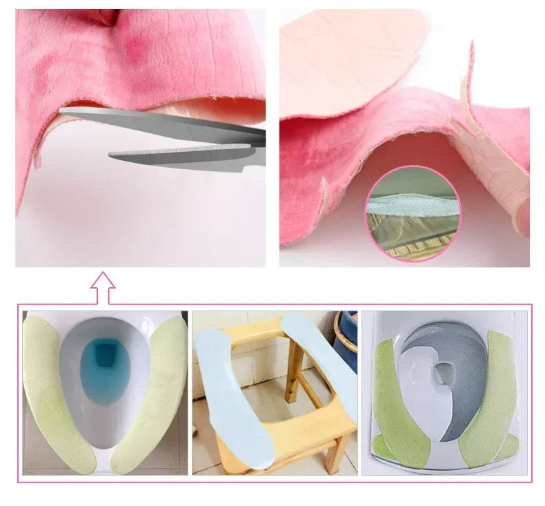 Soft Washable Toilet Seat Cover Pads – 2 Pairs | Thickened