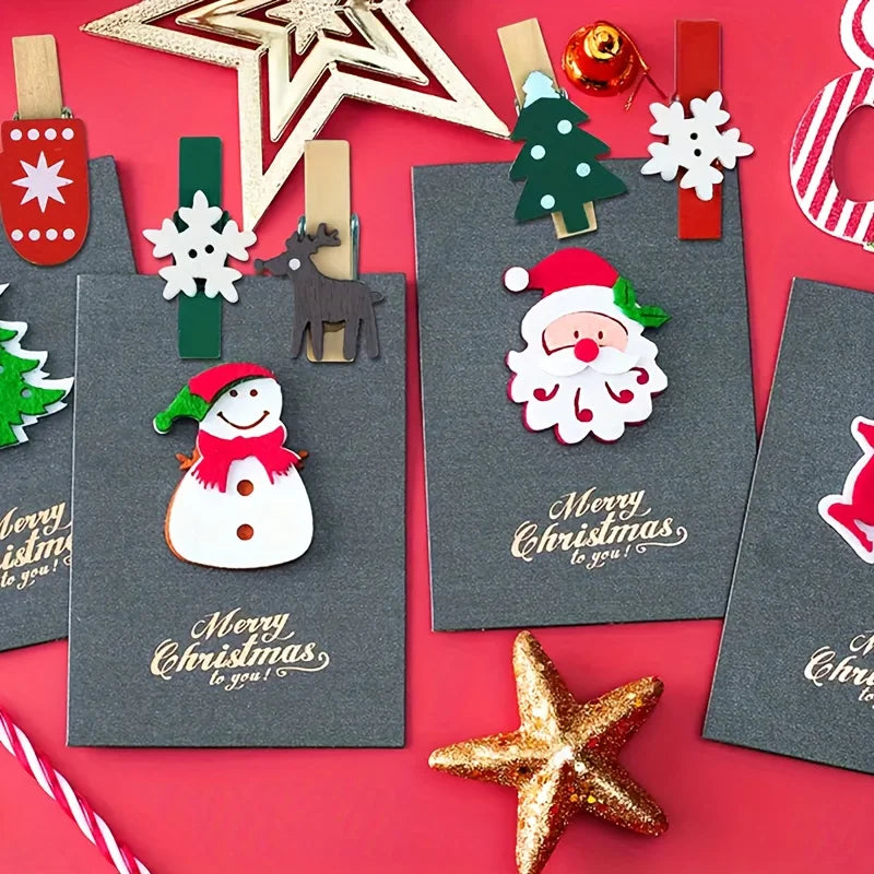 Mini Christmas Wooden Clips Photo Tree Clothespin Hanging Photos