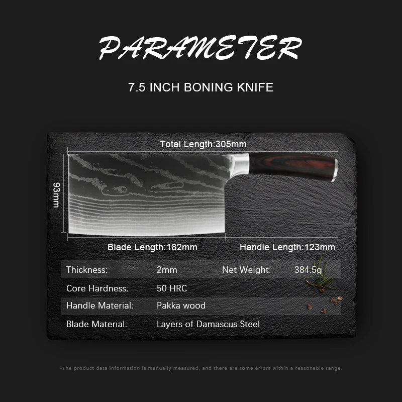 Chinese Cleaver Damascus Knife – Sharp Stainless Steel, Wood Handle
