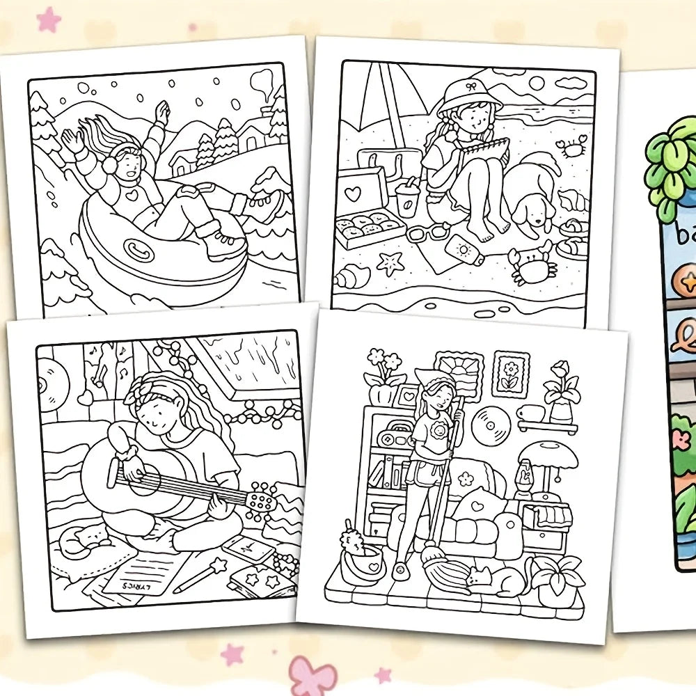 Cozy Coloring Books Adults Teens Stress Relief Creative Fun Activity