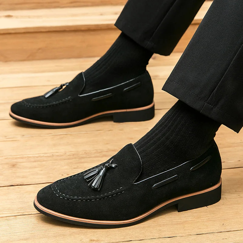 Men's British Tassel Loafers – Slip-On Genuine Leather Dress Shoes