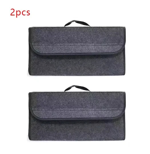Gray Felt Car Trunk Organizer – Anti-Slip Compartment Box