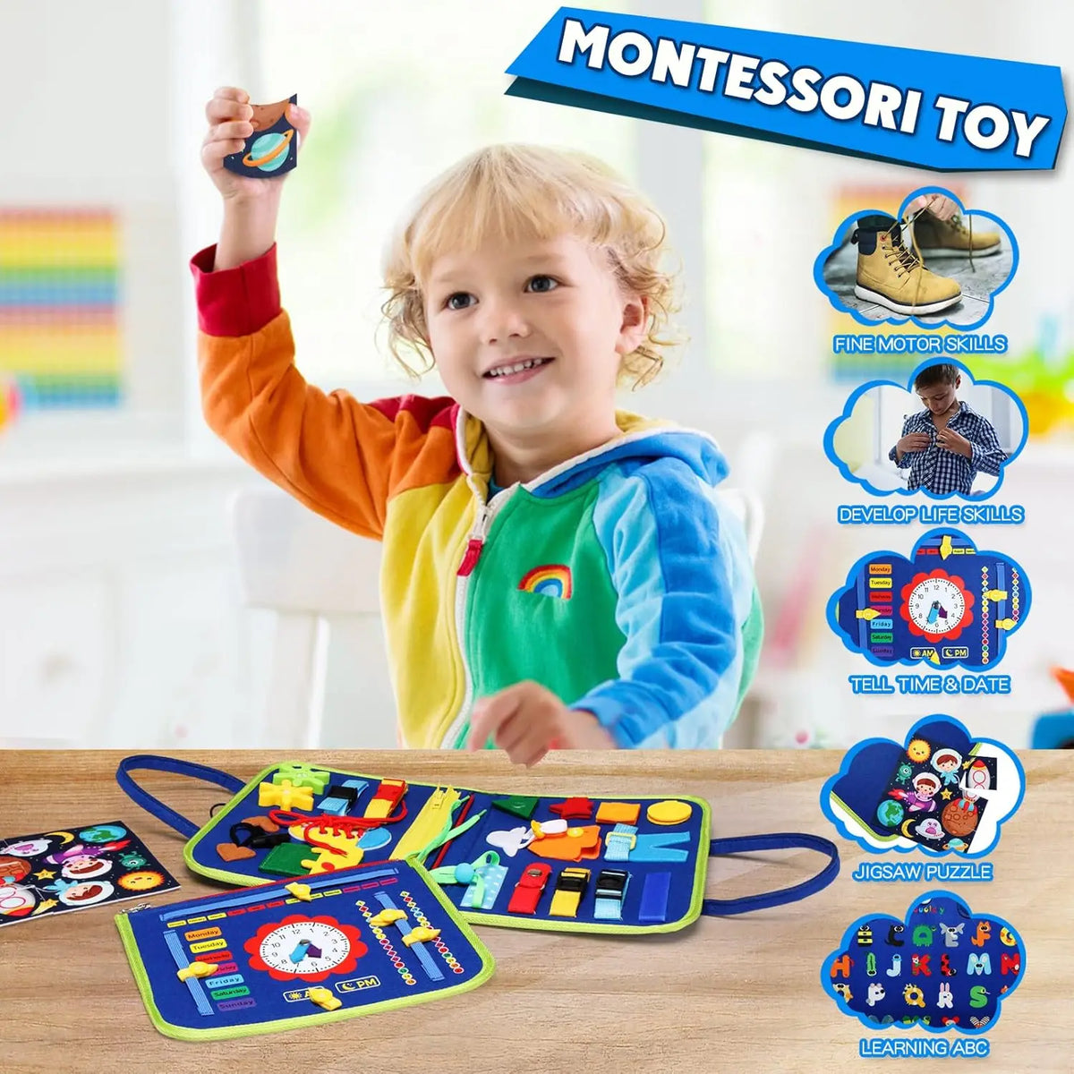 Montessori Busy Board 25-in-1 | Toddler Sensory Learning Toy