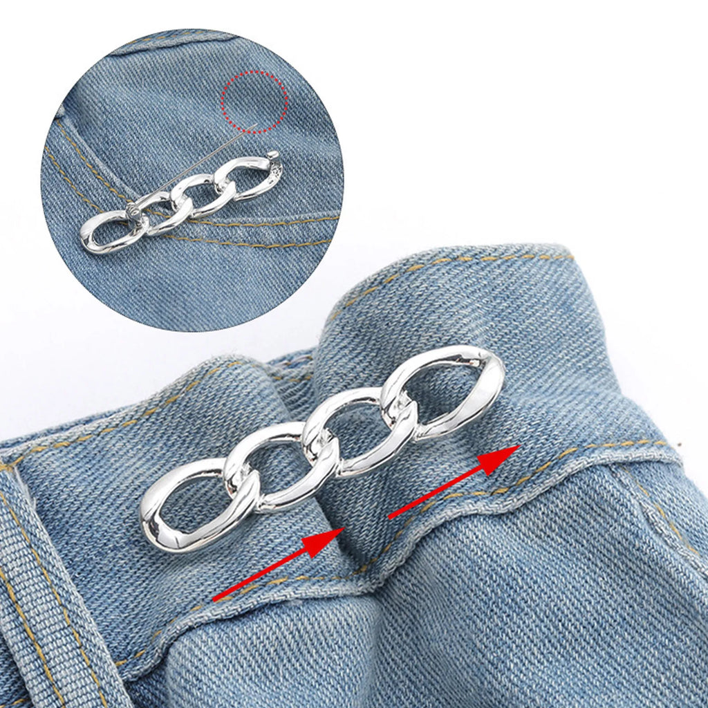 Adjustable Metal Waist Tightener Clip | No-Sew Jeans Button Pin