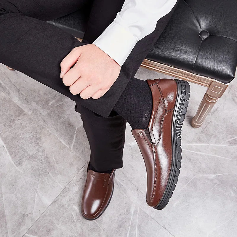 Men's Leather Slip-On Loafers – Breathable Moccasin Driving Shoes