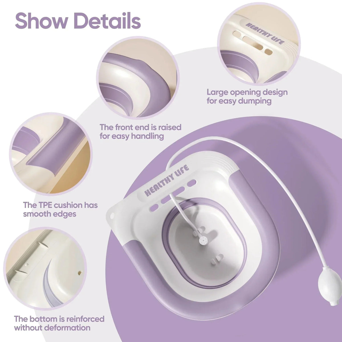 Foldable Ergonomic Sitz Bath Basin | Portable Toilet Soaking Seat