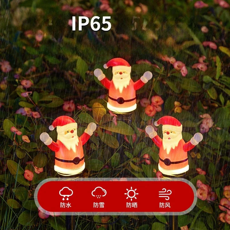Solar-powered Santa Claus Ground Plug Light LED Waterproof Garden