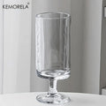 KEMORELA High-Foot Striped Glass Cup – Coffee, Wine & Juice