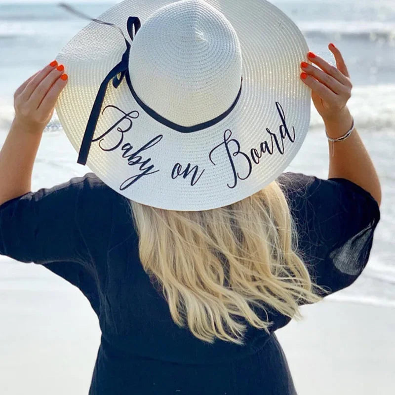 Baby on Board Straw Floppy Hat | Pregnancy Announcement Gift