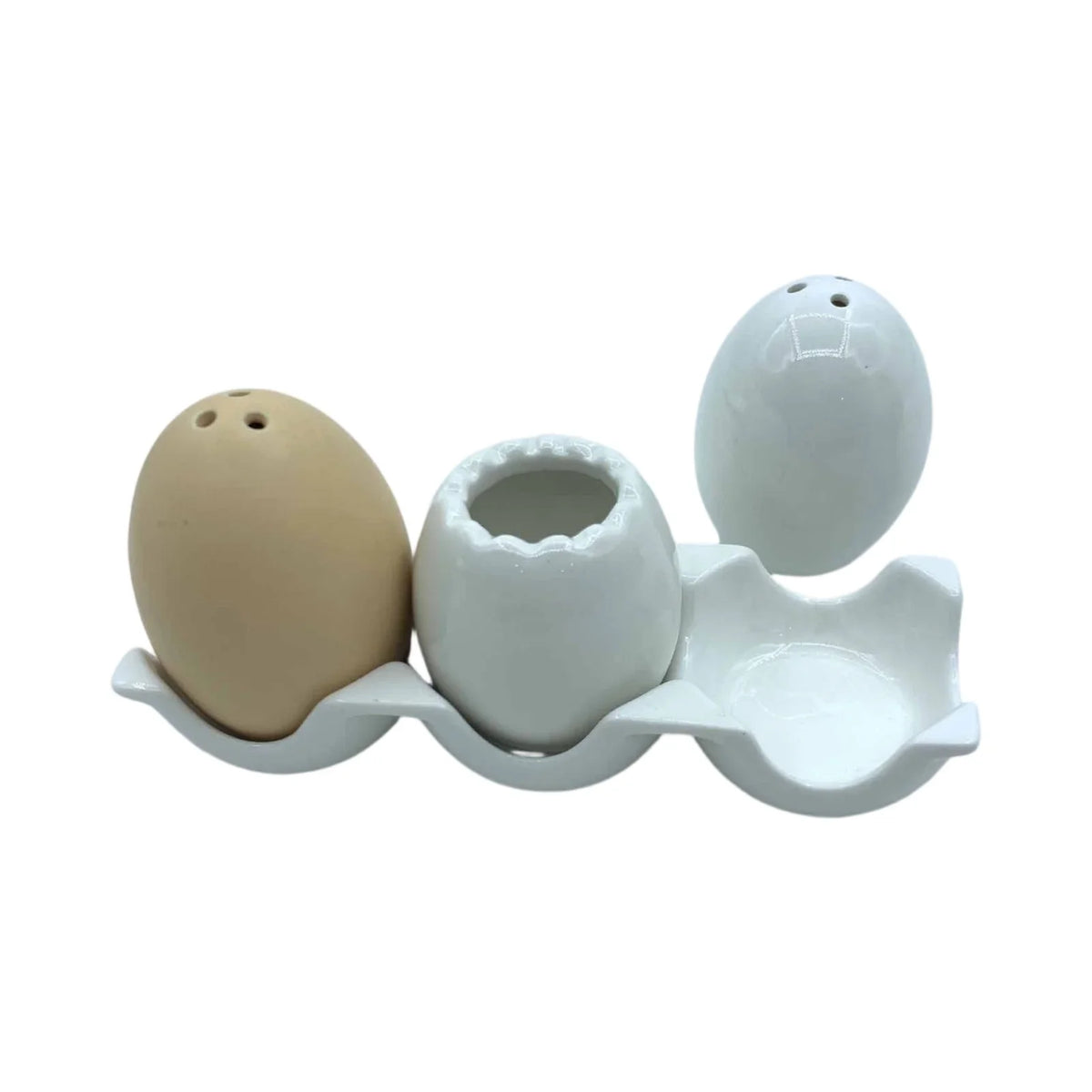 Egg-Shaped Ceramic Spice Bottle Set with Tray & Toothpick Box
