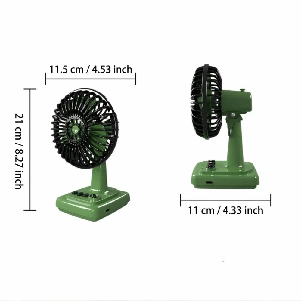 Retro Creamy Mini Desktop Fan – Rechargeable Portable USB Fan