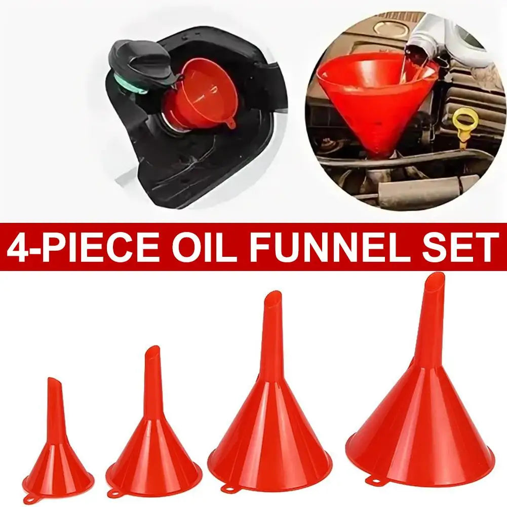4-Piece Anti-Splash Oil Funnel Set – Car & Motorcycle