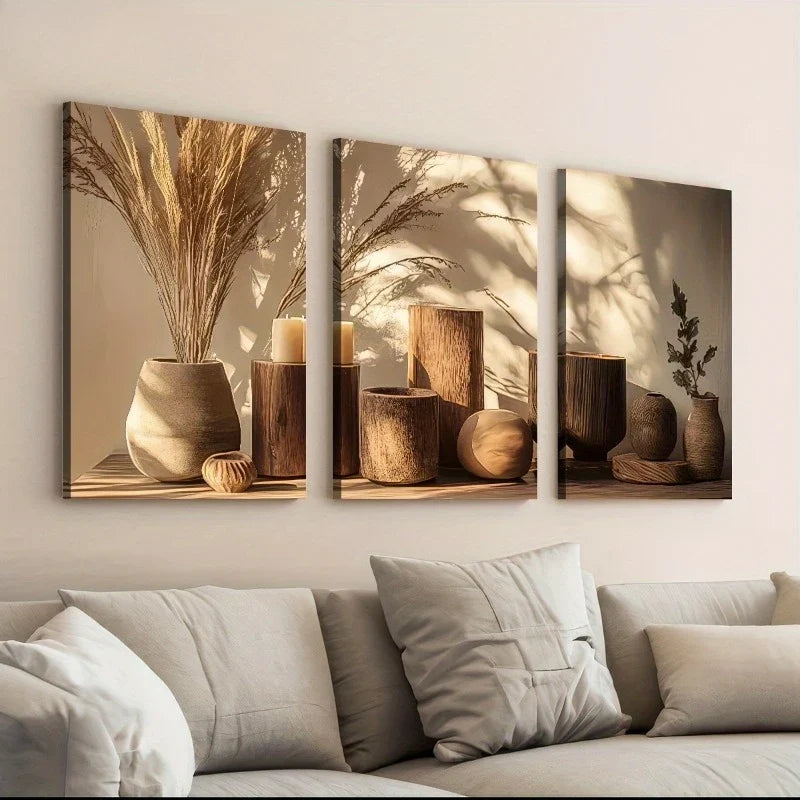 3-Piece Minimalist Floral Canvas Wall Art Set – Unframed Prints
