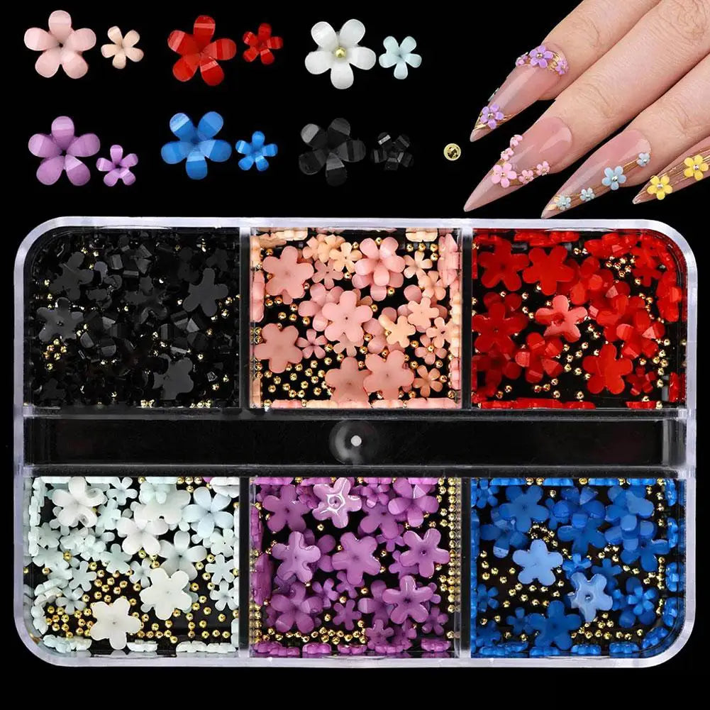3D Acrylic Flower Nail Charms – DIY Floral Nail Art Decor Set