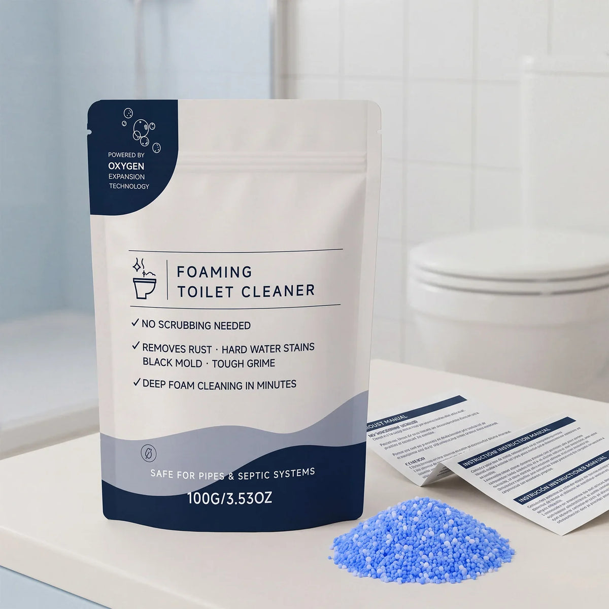 Foaming Toilet Cleaner Powder – Stain, Limescale & Odor Remover