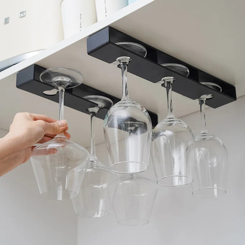Punch-Free Wine Glass Hanging Rack – Upside Down Stemware Holder
