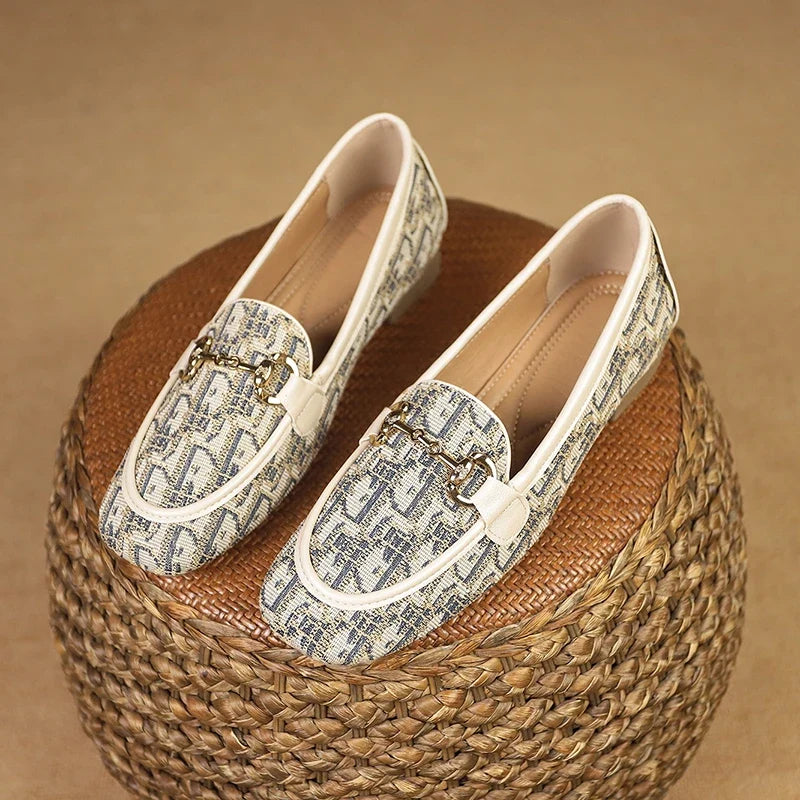 Women's Monogram Bow Loafers – Jacquard Slip-On Dress Shoes