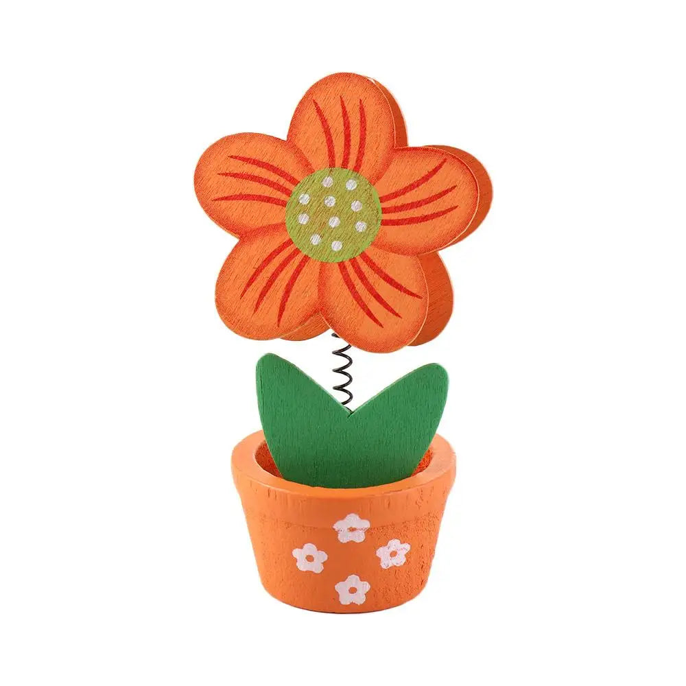 Wooden Flower Note & Photo Card Holder | Cute Desk Organizer