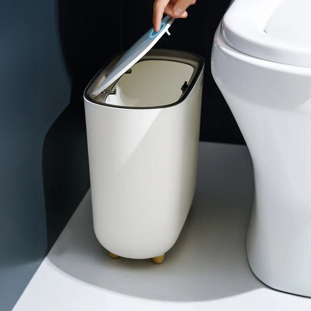 Narrow Shape Press Ring Trash Can Lid Bathroom Gap Highlighting