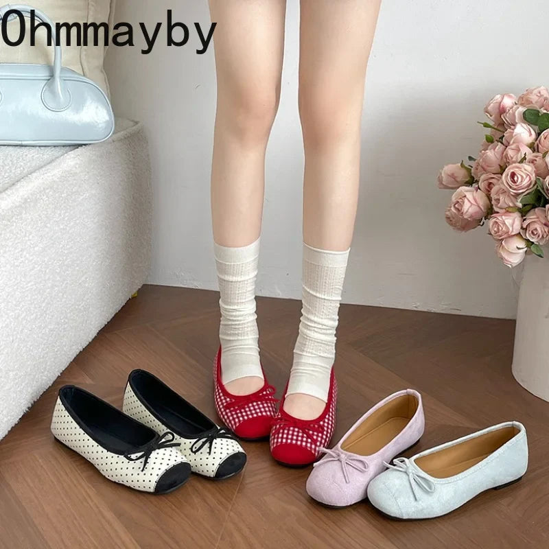 Butterfly-Knot Women's Mary Jane Ballet Flats | Slip-On Dress Shoes