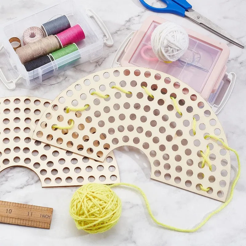 2-Pc Sector Wooden Basket Base | Crochet Bag Bottom 8mm Holes