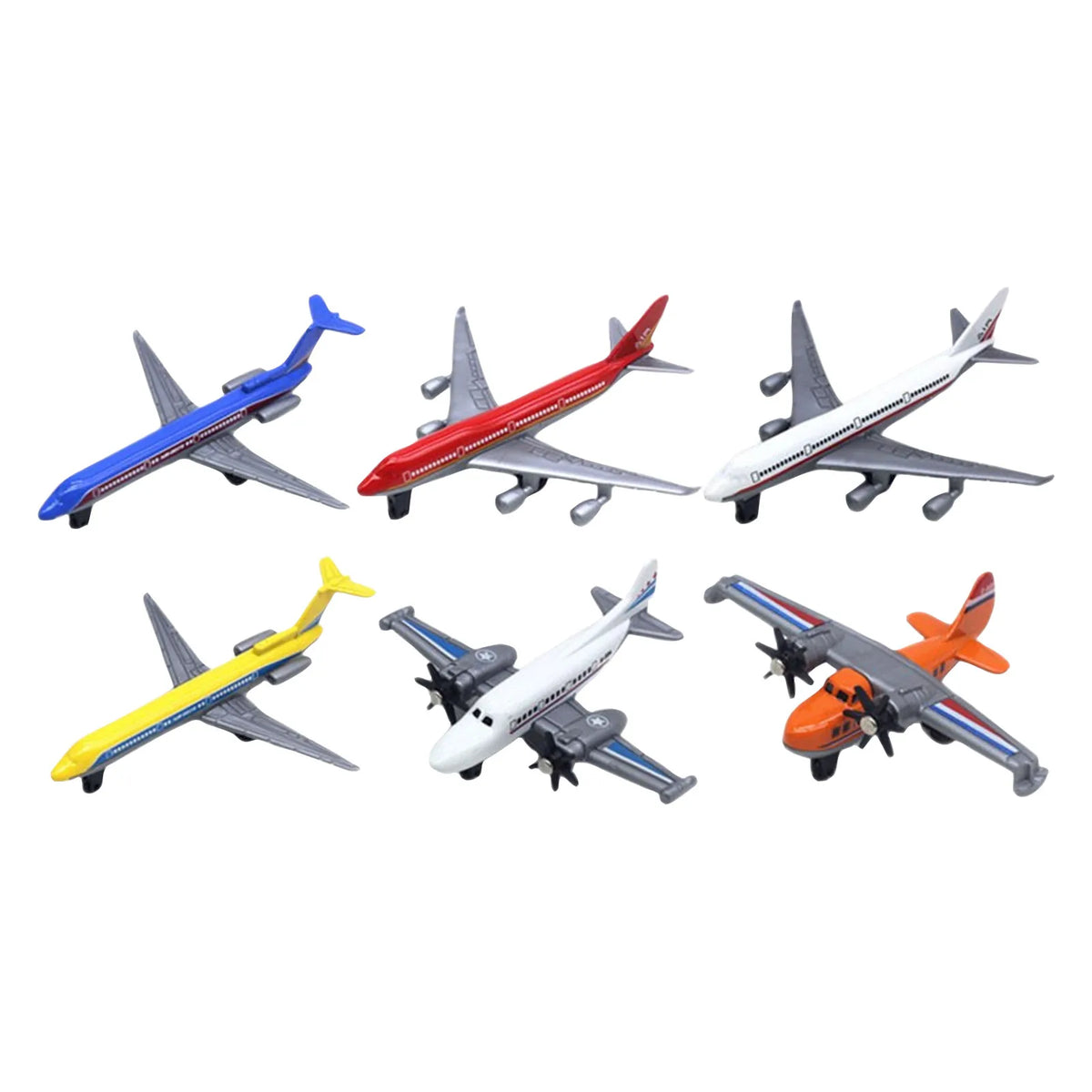 6-Pack 1/64 Diecast Airplane Models – Metal Aircraft Toy Set