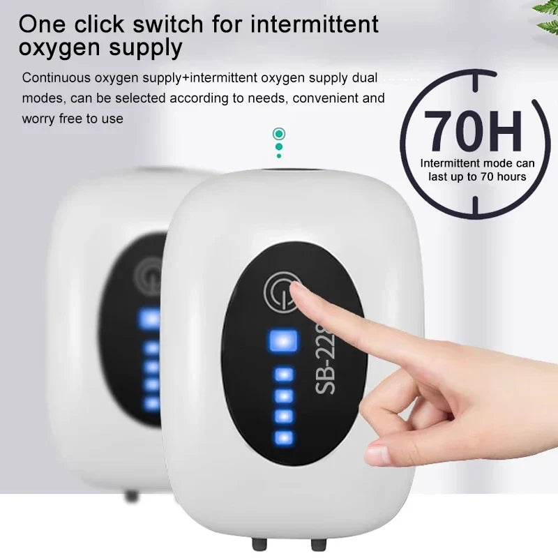 Portable Rechargeable Aquarium Air Pump 6000mAh USB Silent