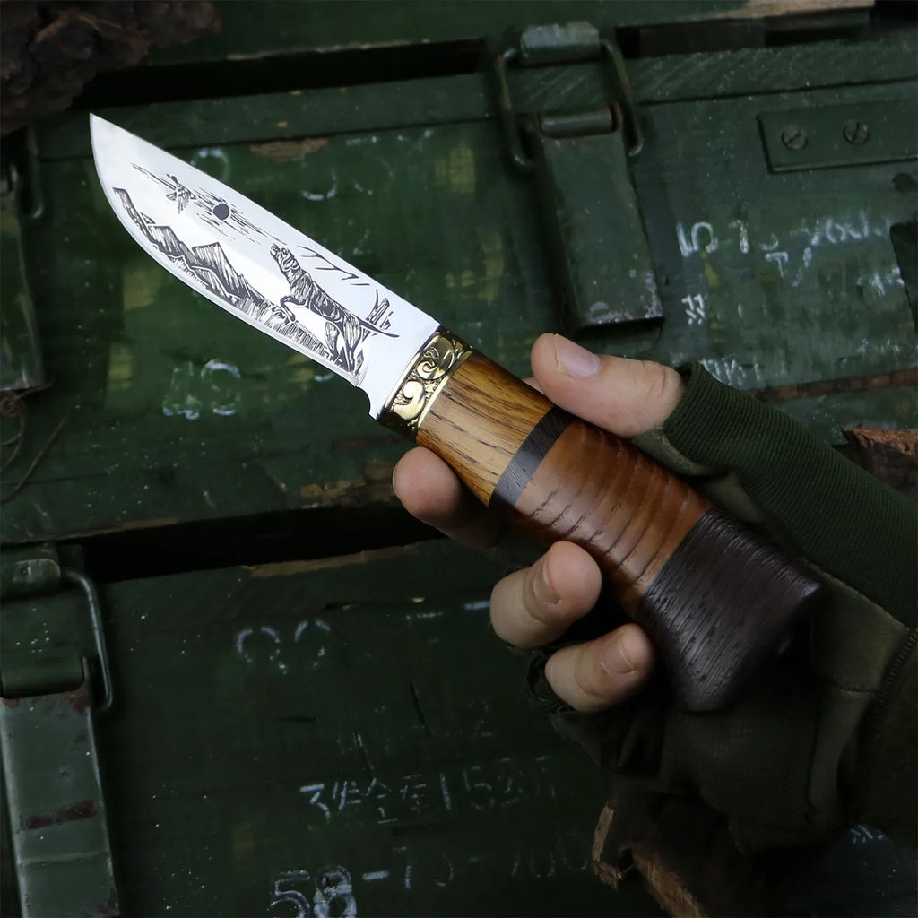 Etched Boning Knife – Copper & Zebrawood Handle | Stainless Steel