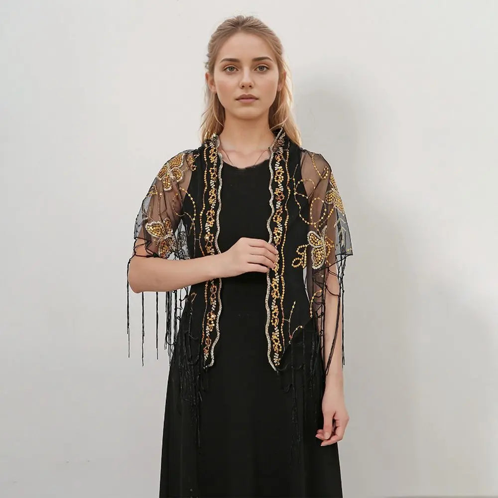Women's Floral Lace Scarf Shawl – Boho Headscarf & Bandana