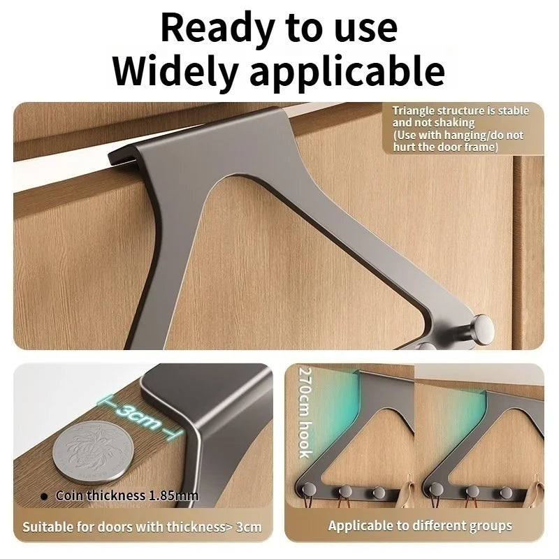 Z-Shape Metal Door Hook Organizer | 6-Hook Cabinet Hanger