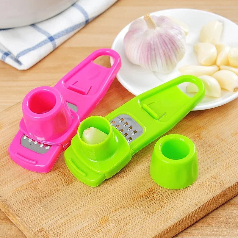 Manual Garlic Press Grater & Peeler – Multi-Use Kitchen Tool