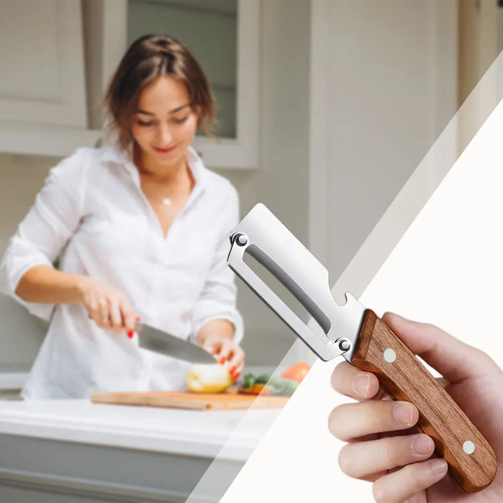 Stainless Steel Fruit & Vegetable Peeler | Wooden Handle