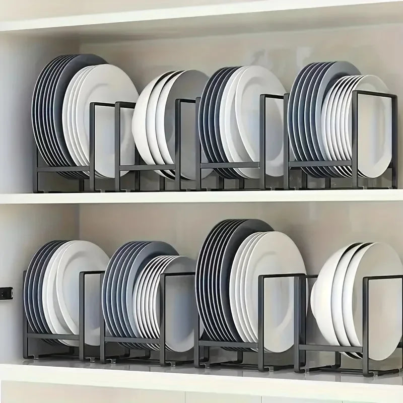 Layered Plate Storage Rack – Cabinet & Countertop Dish Organizer