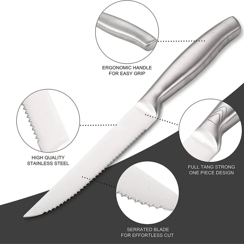Stainless Steel Steak Knife Set – 4, 6 & 8 Pcs Serrated